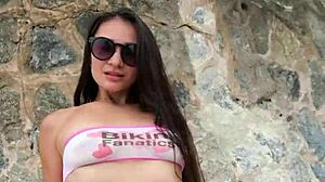 public bikini flash hints at cheeky outdoor tease