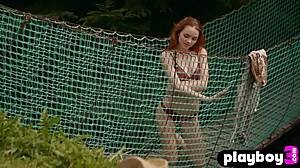 petite redhead kate great strips outdoors... perfect tits tease?