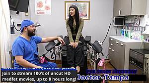 Dr Tampa's Relaxation Gyno Exam Spreads Selena Sativa's Shaved Pussy