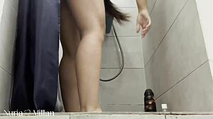 backstage prepping my ass for that massive toy triple anal shower session