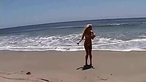 Little Summer's Skinny Teen Body Flashes Natural Small Tits and Pussy on Beach