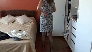 Wife's Erotic Lingerie Tease at Work Turns Cuckold Husband On with Big Natural Tits and Curvy Ass