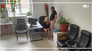 Office SLUT FUCKED RAW on Desk While Hubby Hides Nearby