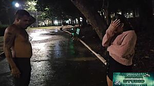 Mama's Soaking Wet Studio Fuck with Stranger in Rain - Just Wanted Help!