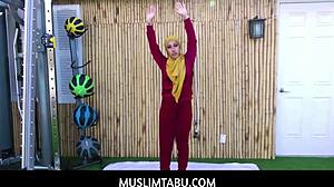 Arab Teen Wife Kira Perez Cheats with Trainer Hijab Blowjob Fuck!
