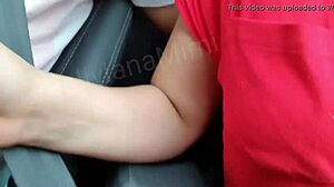 mimi rides prince's cock hard on driver's seat in busy daytime street traffic