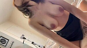 stepdaughter shows off poses then takes cum right in her mouth