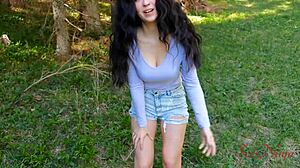 influencer flees bear then sucks my monster cock to escape