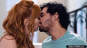 curvy redhead stepmom teaches stepson pussy licking and fucking. big tits milf hairy muff dive with monster cock