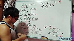 teacher shows emo japanese student the erotic equation with her wet pussy on his big asian cock in bedroom