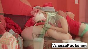 Vanessa's Tight Wet Pussy Fucked Hard by Santa in Cage