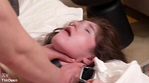 Hard pounding cute girl's tight pussy with monster cock
