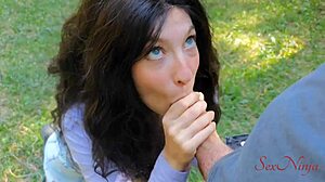 influencer flees bear then sucks my monster cock to escape