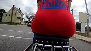 big ass biker slut flashes curves on motorcycle gopro ride
