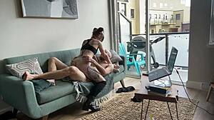 olivia chills on couch blowing monster cock then gets fucked hard