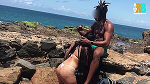 brazilian wife takes bbc on beach while cuckold hubby watches humiliated on video call