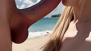 pretty blonde erika kneels beachside begging for your hot facial cumshot all over her face