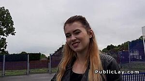 blonde brit takes cock for cash outdoors