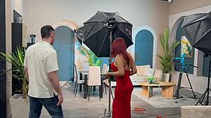 come tour xhuber studios with busty redhead celeste alba then watch her take creampie cowgirl backstage