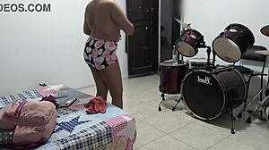 im so horny packin for venezuela vacation showin off my milf tits housewife style