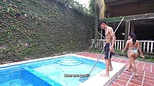 Curvy 18yo Latina Virgin Pool Lesson Ends In Taboo Facial Cumshots