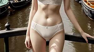 lingerie models barefoot by amsterdam canals feel so sexy