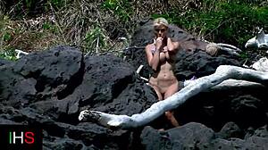 amazing blonde teen sucks black monster cock on beach brunette watches rimjob