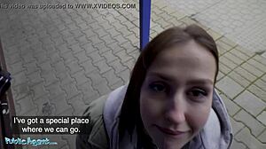 public agent ukrainian smoker tits out cowgirl pays train fine