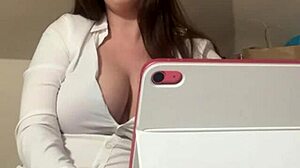 hey secretary here i'm your boss now stroke to my big tits