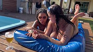 calling beach house job girls for review turns into wild brazilian brunette anal party orgy