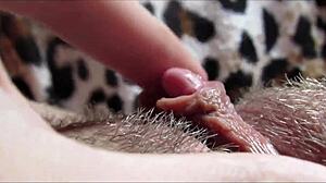 closeup view of throbbing big clit pulsing to intense orgasm