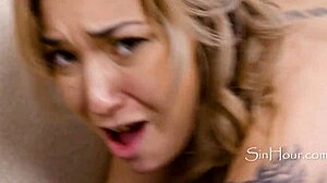 Mr Savage Takes Blonde Hunter Sensual on Sofa Close Up Intimate