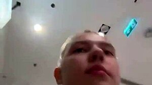 Crazy fat blonde teen fingers pussy hard outdoors in public!