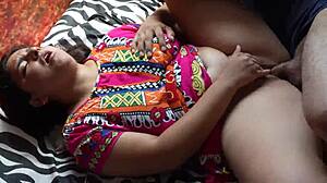 Colombian girlfriend's tight pussy gets pounded hard by boyfriend on bedroom bed