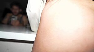 hot venezolana sneaks ass fuck on distracted husband in dark kitchen