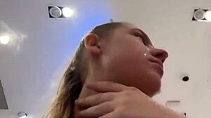Crazy fat blonde teen fingers pussy hard outdoors in public!