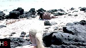 amazing blonde teen sucks black monster cock on beach brunette watches rimjob
