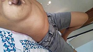 latina babe teases huge tits and nipples till jeans soak from excitement