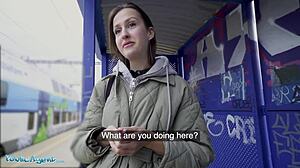 public agent ukrainian smoker tits out cowgirl pays train fine