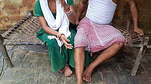 Indian bhabi cheats with boss in dorm, licking hairy pussy and balls