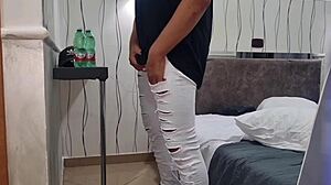 whoa that bodybuilder masseuse oils up his huge cock for wild domination ride and ripped clothes spanking