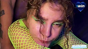 night club beauty bent over doggystyle cumshot swallow