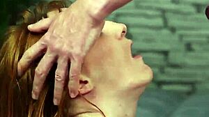 Oh yeah horny doll catches face full of sperm swallows every jism drop