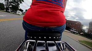 big ass biker slut flashes curves on motorcycle gopro ride