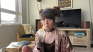 olivia chills on couch blowing monster cock then gets fucked hard