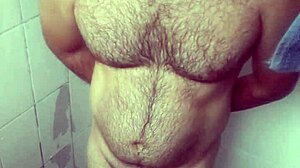 Hide in shower jerking off cum splashing over my legs