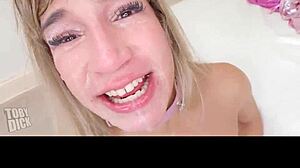 young sport slut megan love spews anal piss after ruthless face slapping dom fuck