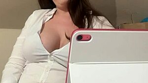 hey secretary here i'm your boss now stroke to my big tits