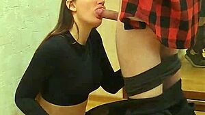 Fit Girl's Slow Blowjob Leads to Perfect Boobs Masturbation and Standing Doggy