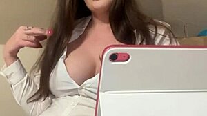 hey secretary here i'm your boss now stroke to my big tits